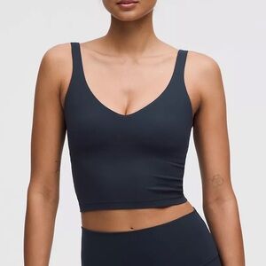 Lululemon 4 Align Tank Top Black Solid Cropped Shelf Built in Bra Athletic Gym